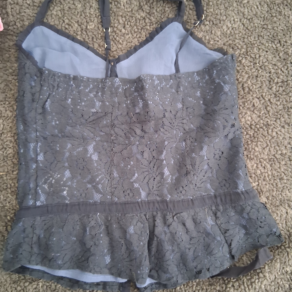 Hollister Dark Blue Lace Camisole with Button Front - Picture 2 of 4